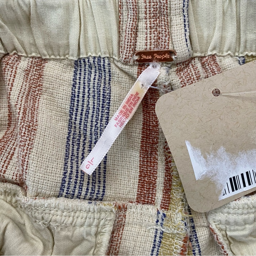 Free People Topanga Yarn Dyed Shorts New Large Boho Paper Bag Pocket striped - Picture 13 of 16
